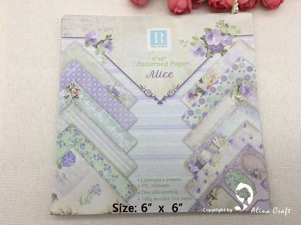 

AlinaCraft 24 sheet 6"X6" Alice patterned paper Scrapbooking paper pack handmade craft paper craft Background pad