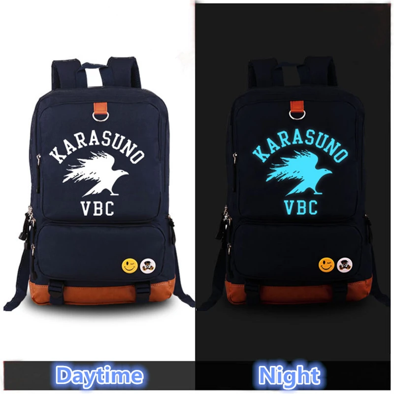 Harajuku Hot Anime Haikyuu Karasuno VBC Luminous Printing Women font b Backpack b font Mochila Feminina