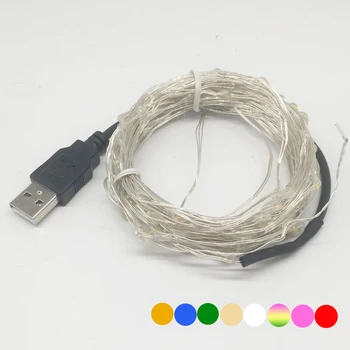 

LED String lights 10M 100led Silver Wire Garland Home Christmas Wedding Party Decoration Powered by 5V Battery USB Fairy light