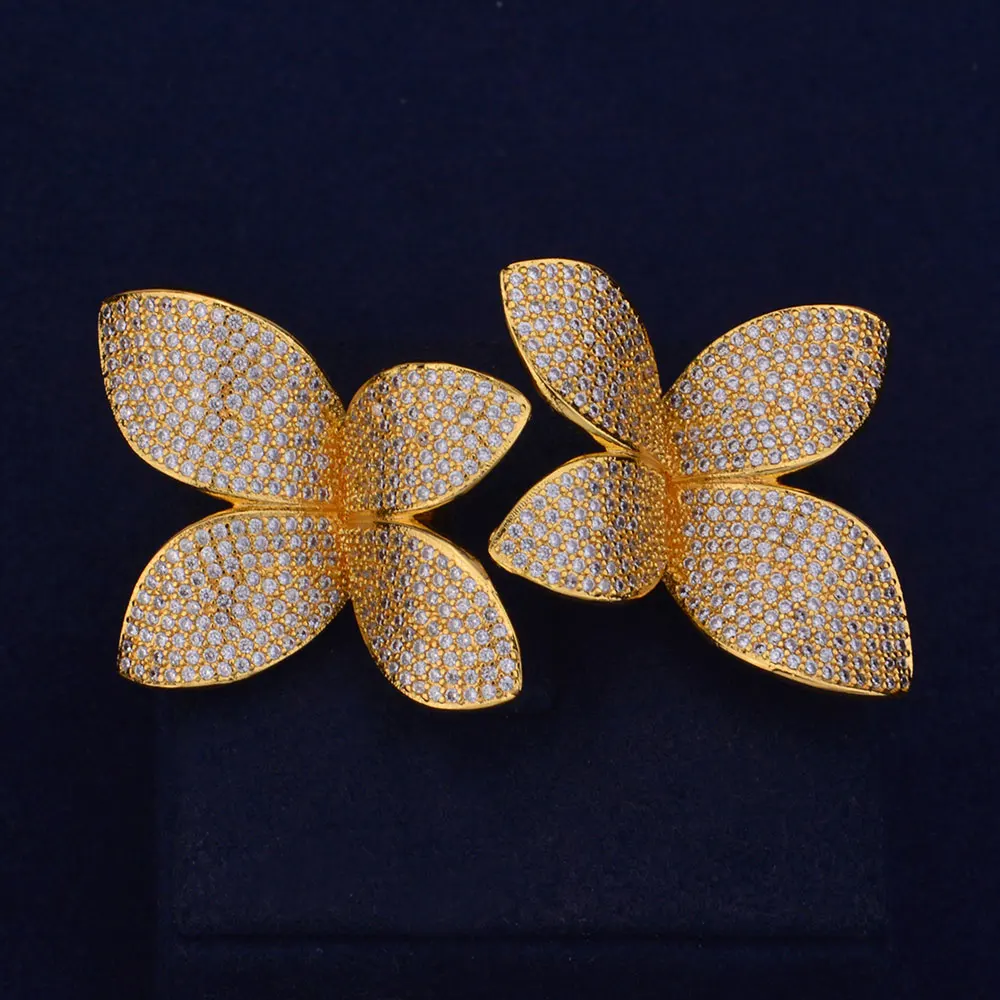 GODKI модный роскошный супер блестящий цветок лист AAA кубический цирконий женский багет браслет и кольцо набор