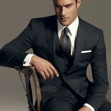 Лидер продаж черные мужские костюмы в деловом стиле на заказ, на заказ классические черные свадебные костюмы для мужчин, смокинги для жениха для мужчин