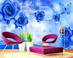 Beibehang заказ росписи обои Европейский Голубая роза отражение бабочка Гостиная фоне стены 3d обои папье peint