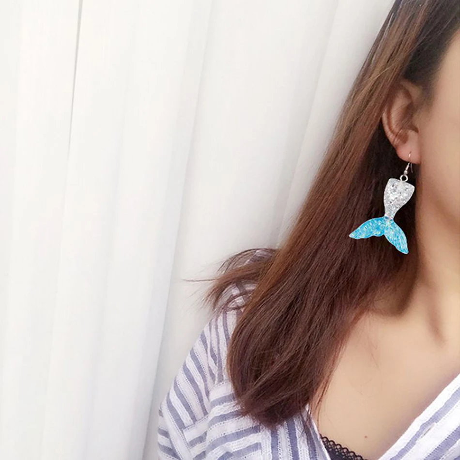 

meidi 2018 New Mermaid Earrings Resin Alloy Fishtail Hook Earrings for Women female trinkets fashion accessories