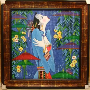 

100%Hand Painted Figure Oil Painting on Canvas Chinese Ethnic Minority Woman Canvas Painting Wall Art Picture for Living Room