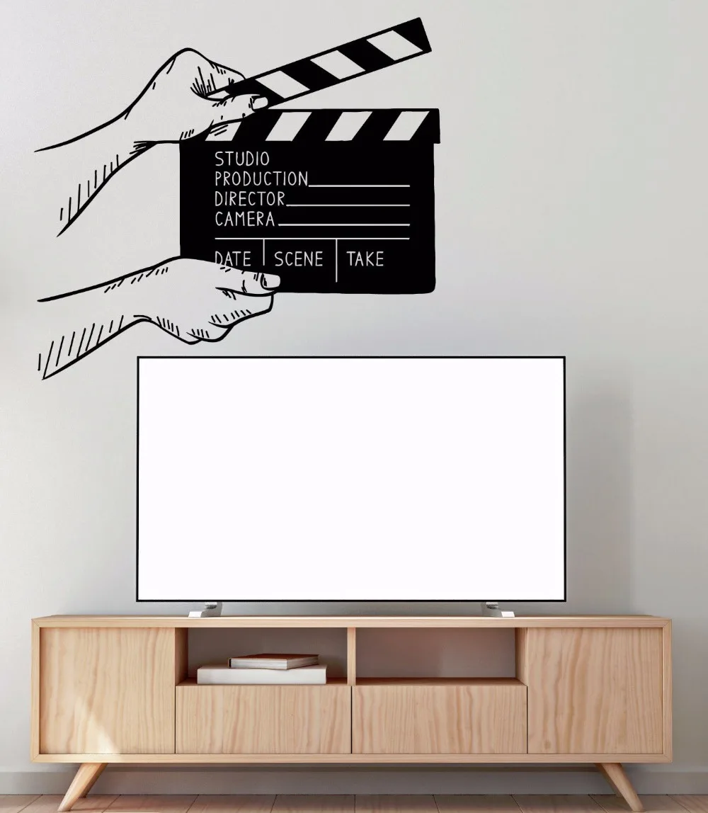 Наклейка на стену s пленка Clapperboard Наклейка на стену декор для кинотеатра фильм настенные фрески съемный Clapperboard наклейка AY923