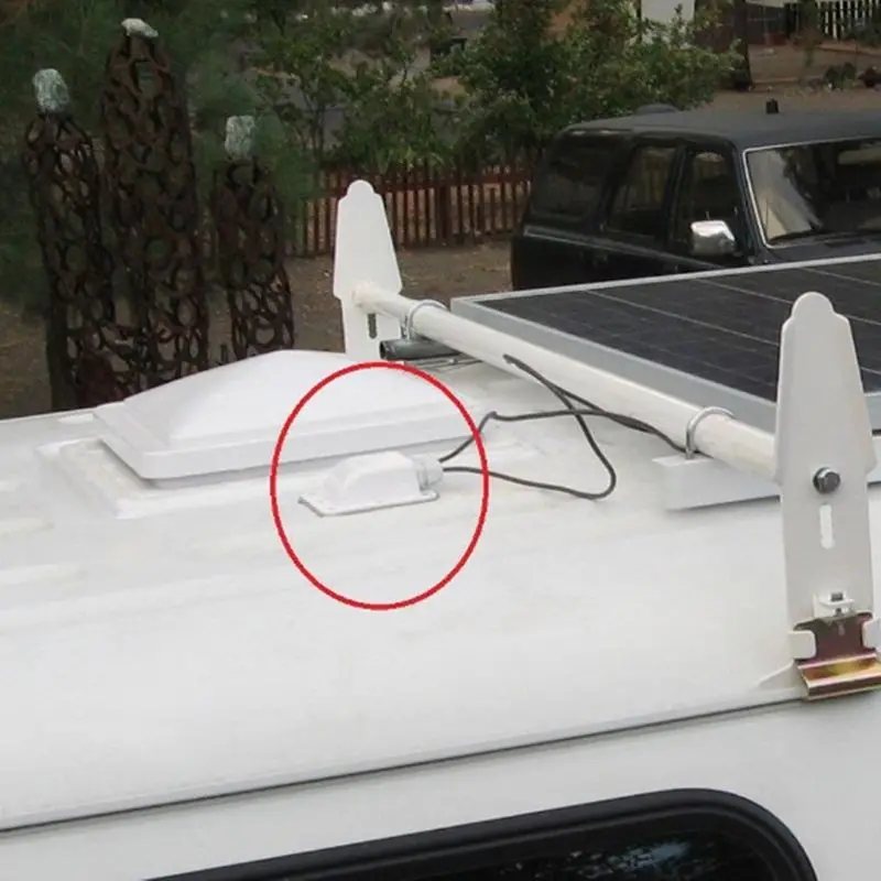 New ABS Solar RV Yacht Stand Panel Roof Duct Cable Entry Round Junction Box Cable White Double Hole RV Yacht Car Accessories