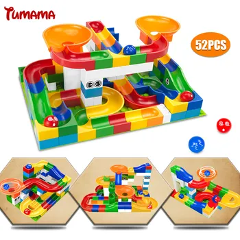 Tumama 52Pcs Construction Marble Race Run Maze Balls Track