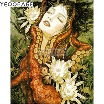 

5D Full Diamond Painting Cross Stitch Octopus beauty kit diy Diamond Embroidery pattern square Diamond Mosaic picture rhinestone
