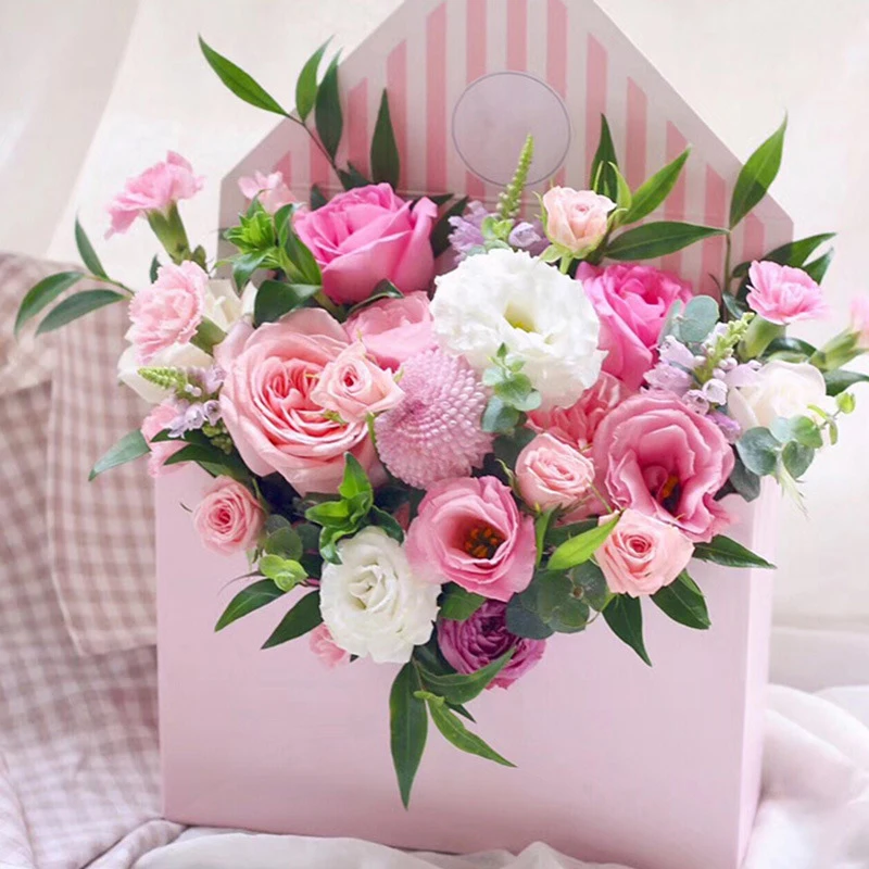Романтический конверт цветок бумажный держатель коробка букет флорист пакет поставки подарочная упаковка коробка корейский стиль букет коробка