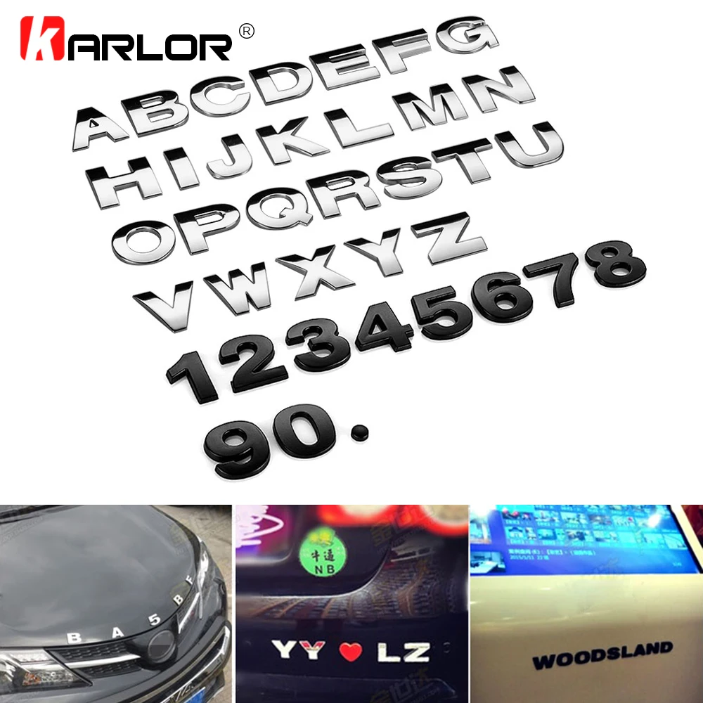 25mm Car Auto Chrome Metal DIY 3D ARC Letters Digital Alphabet Emblem Decoration Car Stickers