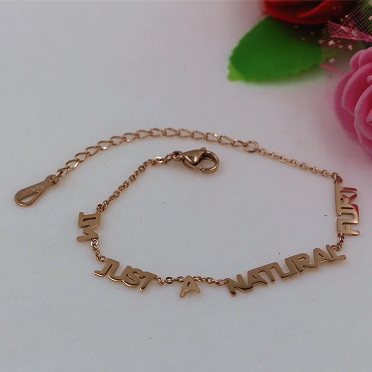 

Bilincolor stainless steel rose gold fashion letter link bracelet for women