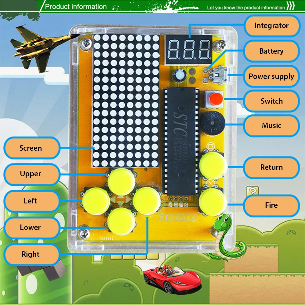 Электронный DIY Набор MCU компьютерная игровая машина DIY Змея электронная для тетрис/змея/Самолет/RacingDot матричный игровой комплект Electronica