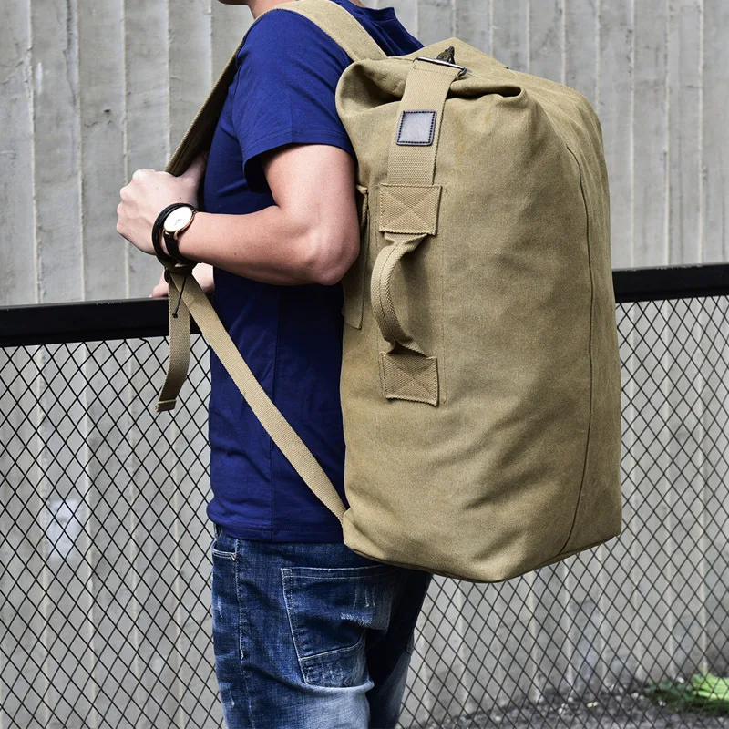 Big Travel Bag Large Capacity Men Hand Luggage Packs Canvas Out Purse Weekend Duffle Shoulder Backpack Khaki Black Off -road