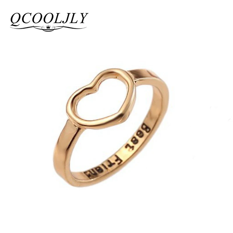 

QCOOLJLY Best Friends Love Shape Charm Ring Anel Feminino Midi Mid Pikine Toe Bague Friendship Eternal Forever Best Gifts