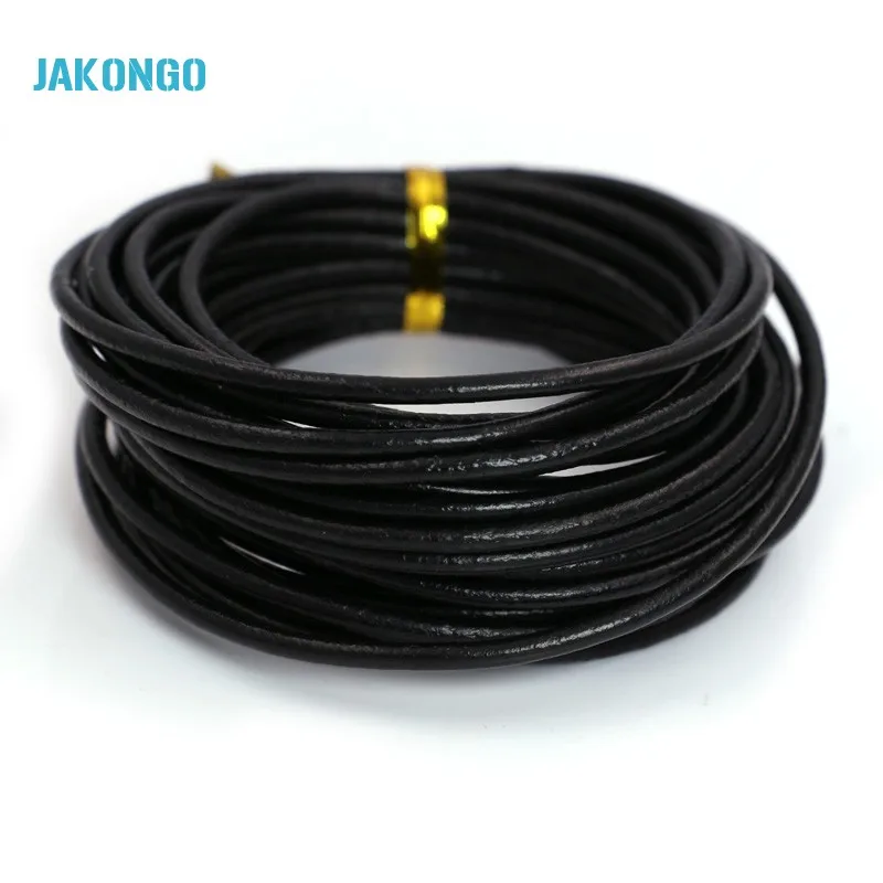 Веревочные шнуры из натуральной кожи JAKONGO черного цвета подходят для