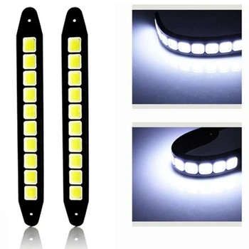 

2X Car Drl Led Daytime Running Light Fog Cob Strip Lights Flexible Auto Car Driving Turning Signal Lamp Waterproof 12V