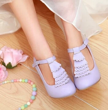Con Beige lavanda Boca Yardas Damas Japoneses Baja Bellas La De negro rosado Escoge Grueso Zapatos Los Comodines Primavera Ronda 2016 Alta Modelos Tamaño 4xBHYOS