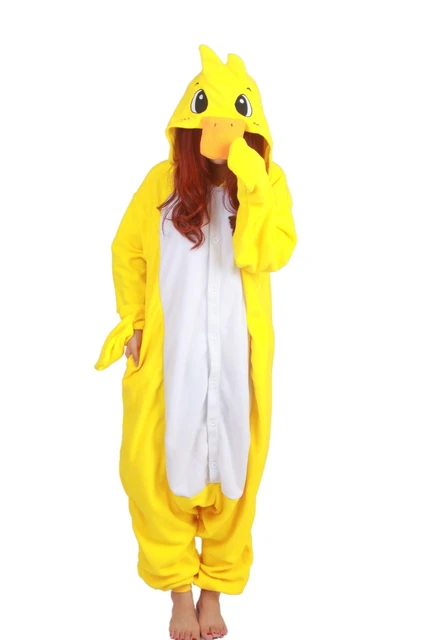 Pijama Kigurumi Adulto Animal Amarelo Fantasia Cosplay Pelúcia Macacão com  Capuz Confortável Tamanho: P