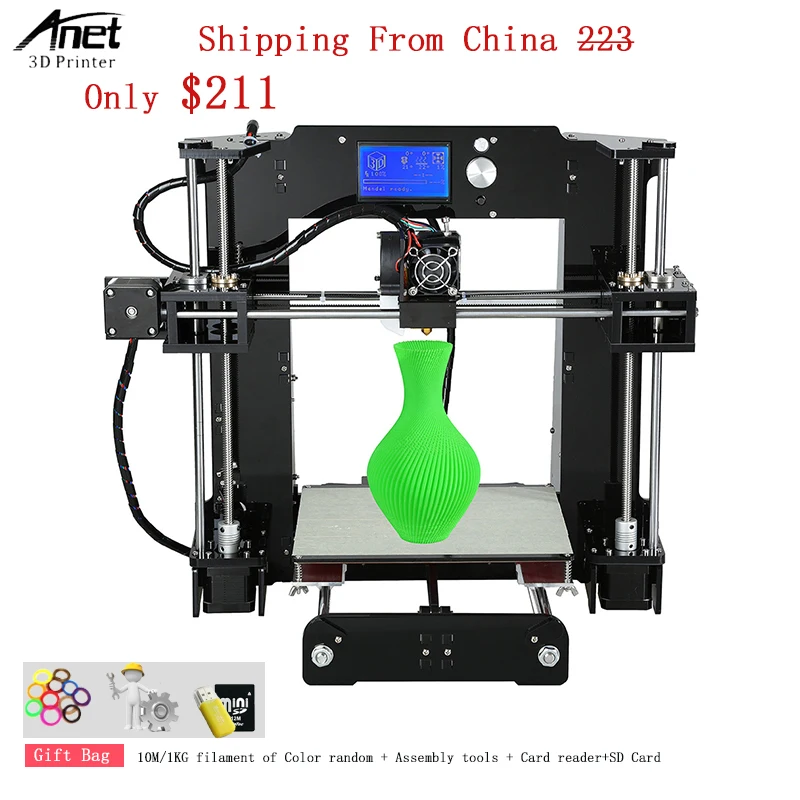 

Anet A6 3d Printer Printing Speed 120MM/S DIY Desktop Kit 3d Printer Machine With Z Axis Positioning Accuracy 0.004MM Filament