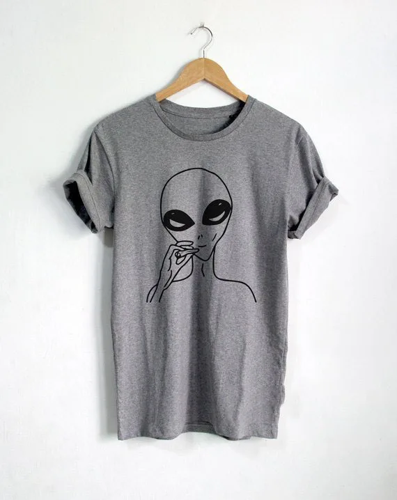 

Sugarbaby Alien Smoke Weed T shirt Funny T-shirt Fashion shirt Hipster Unisex tshirt tumblr T shirt Fashion Casual Tops Tee