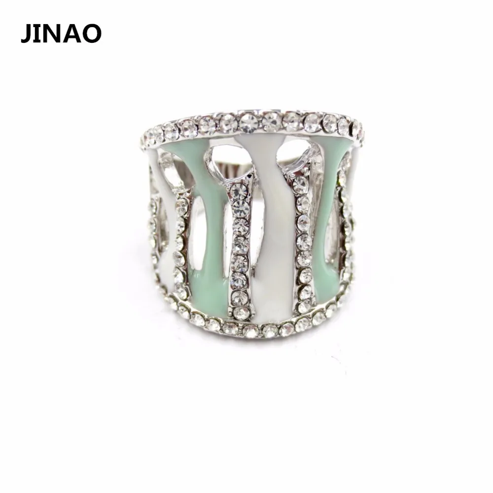 Jinao Jewelry Fashion Rings Zinc Alloy Rhodium Plated Crystals and