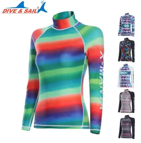 

UPF 50+ Rash Guards For Women Body Suits Jacket Snorkeling Diving Skin Anti-UV Wear Surfing Seaside Sports Clothes