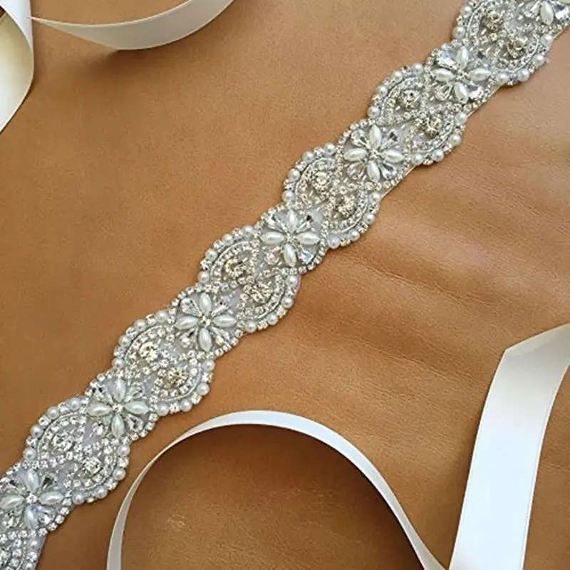 

Bridal Rhinestone Sash Crystal Sash Belt with Satin Ribbon for Prom Wedding Party Festival