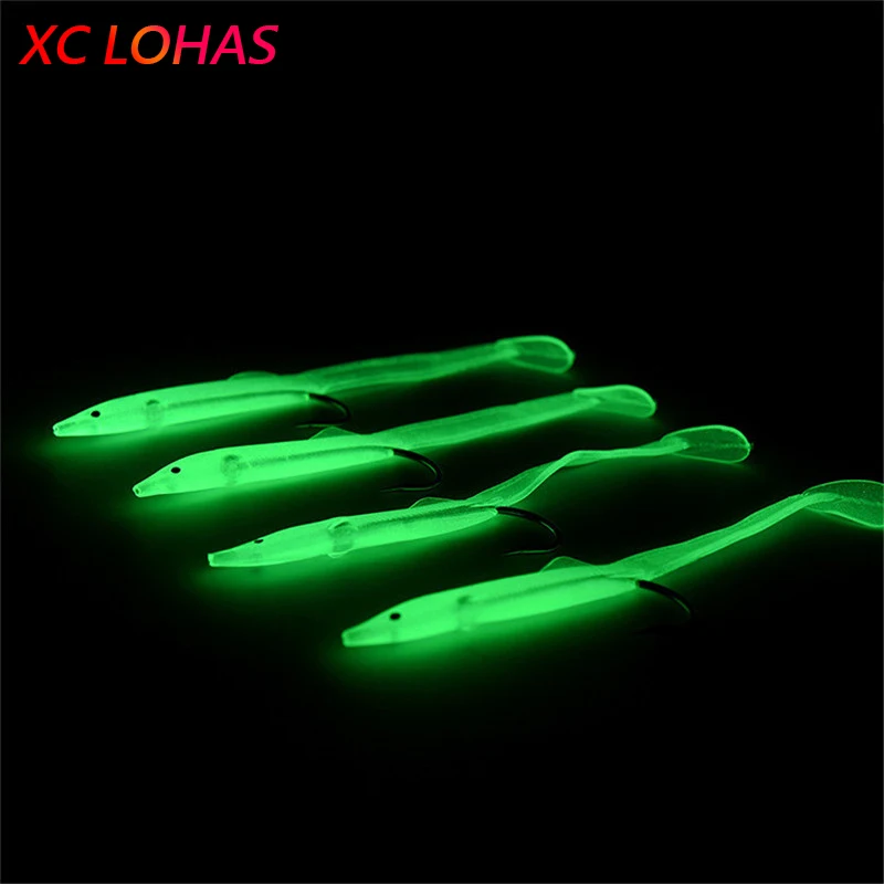 Pack Of 10 Soft Shrimp Fishing Lure With Glow Sharp Hook For