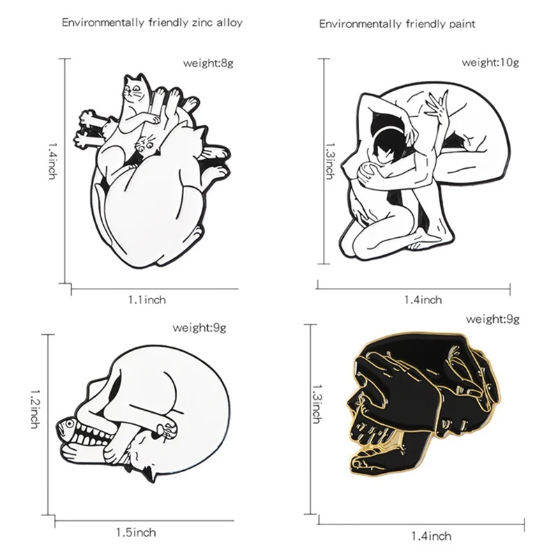 Кошки в форме сердца Эмаль Булавка череп голова секс в разуме значок нагрудный знак брошь джинсовая рубашка сумка воротник панк ювелирные изделия подарок для друзей