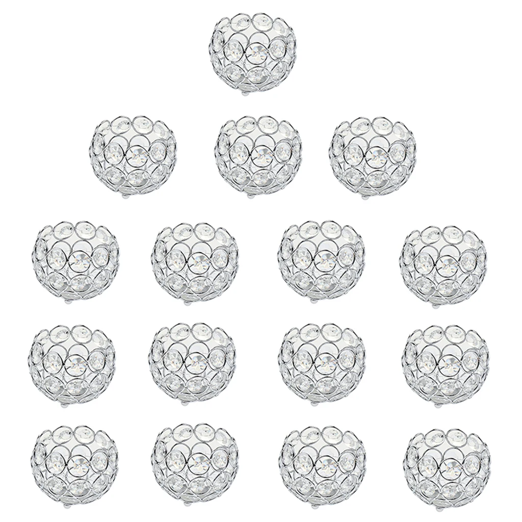 16 Pieces Candle Holder Crystal Ball Candlestick Holiday Party Coffee Cafe Table Decoration Crafts