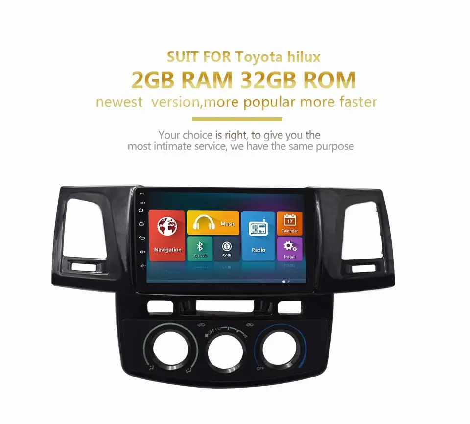 Best KiriNavi 2 din 9" Touch Screen Android Car Radio For Toyota Hilux 2012-2015 Multimedia GPS Navigation Player audio WIFI MP3 2