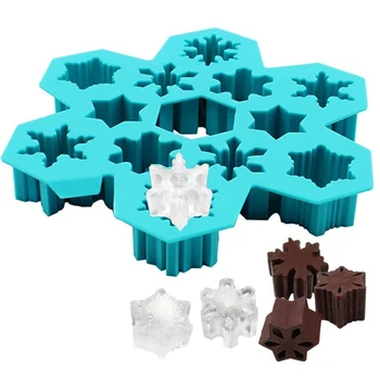 

3D Snowfake Chocolate Cake Mould Beer Ice Cube Mold Silicone Mold Tray Party DIY Fondant Baking Cooking Cake Decorating Tools
