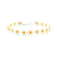 1 шт., корейские кружевные Чокеры с ромашками, ожерелье s для женщин, женский милый цветочный воротник, цепочка, ожерелье цвета радуги, вечерние ожерелья для девушек N16