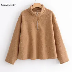 Shemujersky Толстовка для Для женщин осень Зимняя одежда sudadera mujer из берберского флиса Топы пот кофты