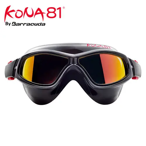Barracuda KONA81 очки для плавания K934 зеркальные изогнутые линзы противотуманные УФ-Защита Триатлон для взрослых#93410 - Цвет: black