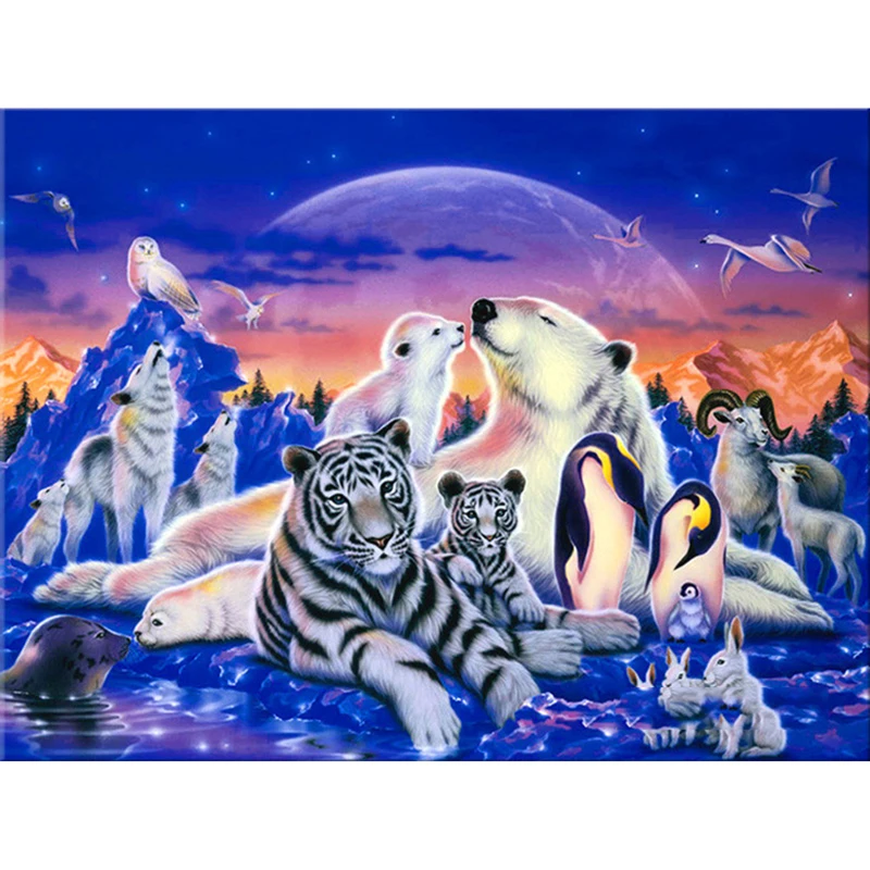 YOGOTOP 5D Mosaic Diamond Embroidery DIY Diamond Painting Cross Stitch Rhinestones Home Decor Animal tiger polar bear