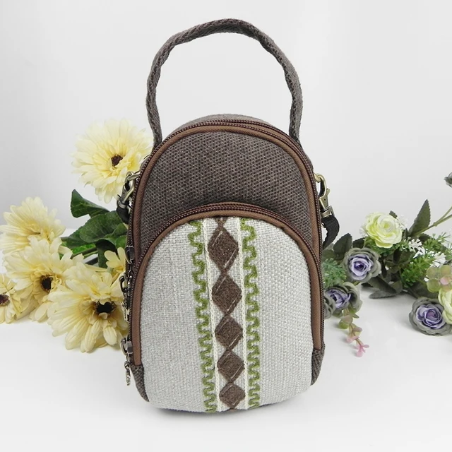 Best Price Handmade Ethnic Retro Women Canvas Handbag Messager New Crossbody Mini Featured Cotton Chain Embroidery Shoulder Girl Hand Bag