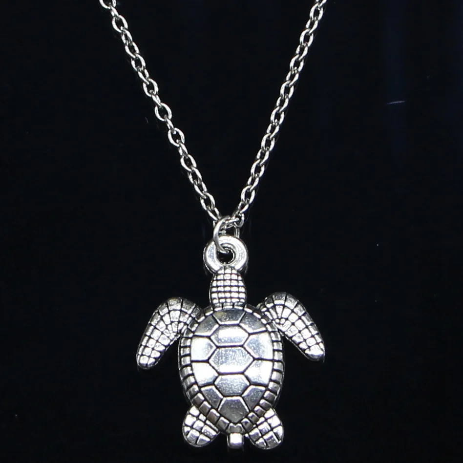 

20pcs New Fashion Necklace 26x23mm tortoise turtle sea Silver Pendants Short Long Women Men Colar Gift Jewelry Choker