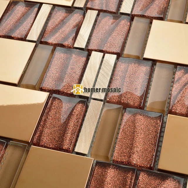Irrugular glas mixed goldene edelstahl metall mosaik fliesen küche ... Irrugular glas mixed goldene edelstahl metall mosaik fliesen küche ...