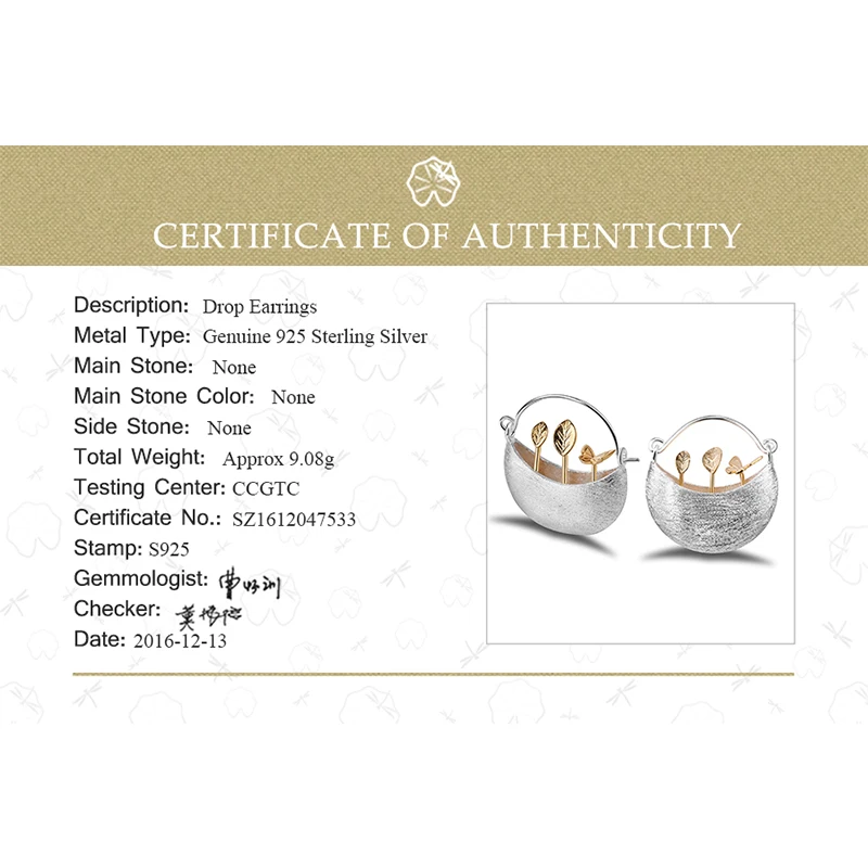 Lotus Fun Real 925 Sterling Silver Natural Creative Handmade Fine Jewelry My Little Garden Drop Earrings for Women Brincos