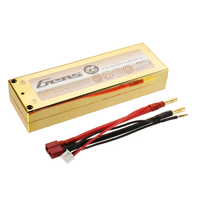 Новое поступление Gens Ace 7,4 V 6000mAh 70C 2S перезаряжаемая Lipo батарея 4 мм разъем типа "банан" для Axial AX10 Scorpion 1/8 RC автомобиля