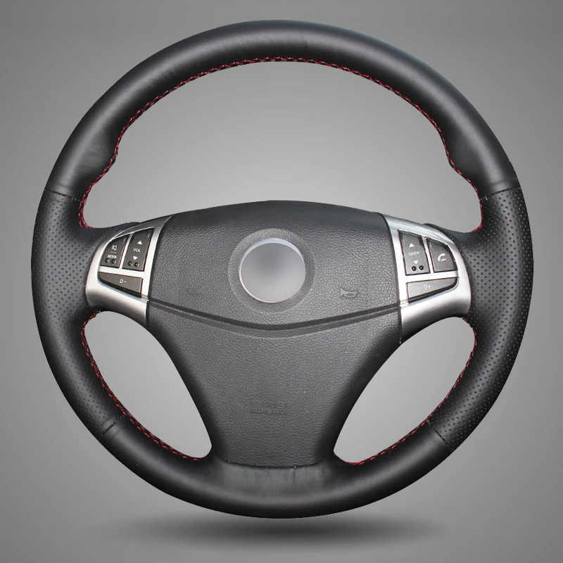 BANNIS Black Artificial Leather DIY Hand stitched Steering Wheel Cover for Ssangyong Korando 2011 2014