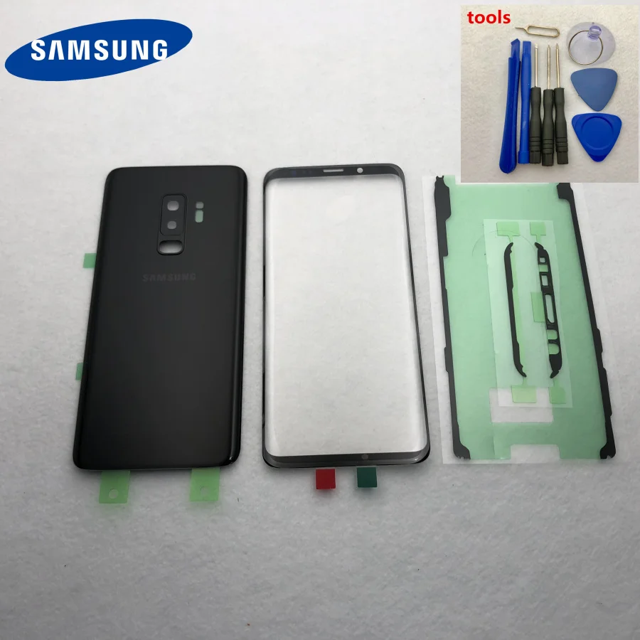 Запасная крышка для Samsung Galaxy S9 G950 Plus G965 + стеклянная аккумулятора корпус двери ЖК