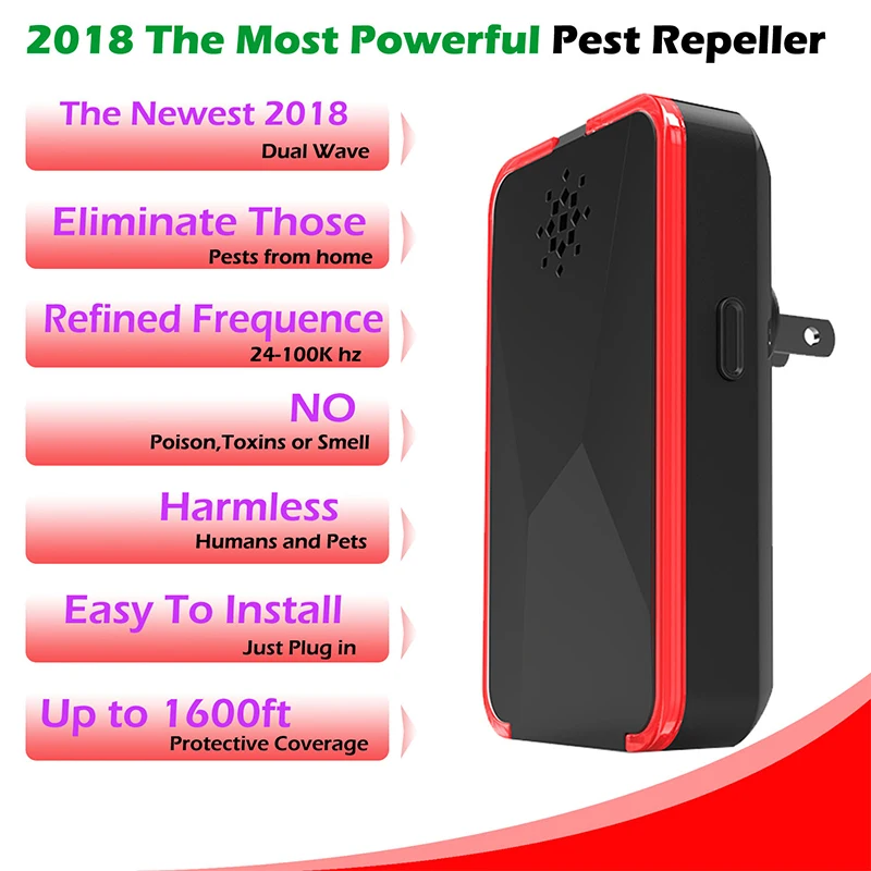 2018 The New Electronic Ultrasonic indoor Pest Repeller Home insect control Drive away mouse cockroach fly Mosquito etc. pests