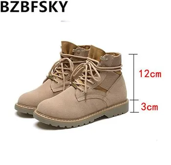 

BZBFSKY2019 Desert Boots Striped Boots Women England Wind Women's Boots Shredded Leather Short Boots