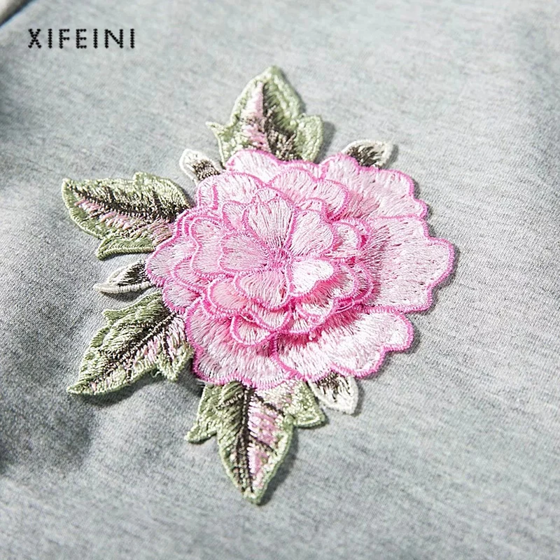 XIFEINI Мода Вышивка цветочные короткие Стиль Для женщин толстовки одежда с длинным