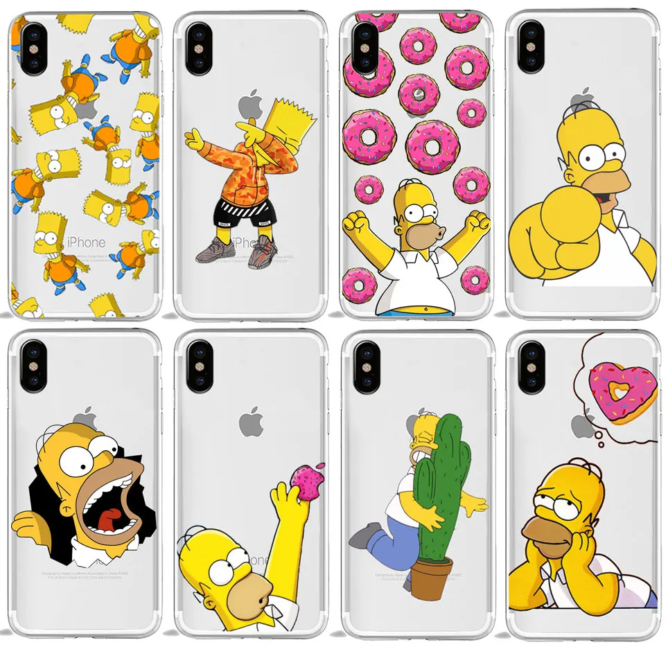 

Homer J Simpson funny Bart Simpson Coque Cartoon Phone case for iPhone 5 5S SE 4 4s 6 6s 7 8 Plus XR X XS Max TPU Silicone Cover