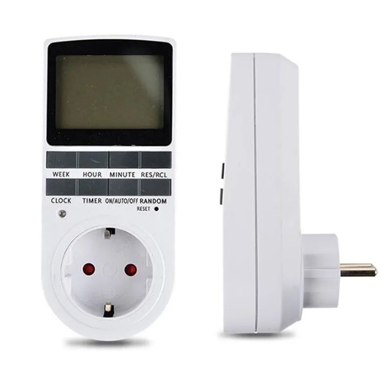 

Electronic Digital Timer Switch EU Plug Kitchen Timer Outlet 230V 50HZ 7 Day 12/24 Hour Programmable Timing Socket