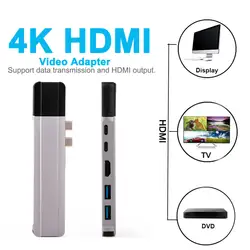 1 шт сдвоенный USB C концентратор к HDMI 4 K с TF считыватель SD карт слот концентратора адаптер для MacBook Pro/Air Новое поступление