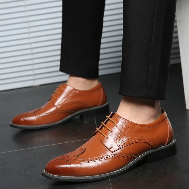 YWEEN/Новинка; мужская модельная обувь; Мужская обувь с перфорацией типа «броги» на шнуровке; деловая кожаная обувь для мужчин; обувь больших размеров